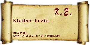 Kleiber Ervin névjegykártya